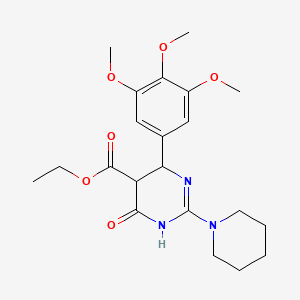 molecular formula C21H29N3O6 B11187570 Ethyl 4-oxo-2-(piperidin-1-yl)-6-(3,4,5-trimethoxyphenyl)-1,4,5,6-tetrahydropyrimidine-5-carboxylate 