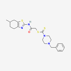 2-[(6-Methyl-4,5,6,7-tetrahydro-1,3-benzothiazol-2-yl)amino]-2-oxoethyl 4-benzylpiperazine-1-carbodithioate