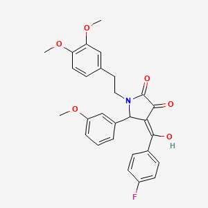 molecular formula C28H26FNO6 B11187605 1-[2-(3,4-dimethoxyphenyl)ethyl]-4-[(4-fluorophenyl)carbonyl]-3-hydroxy-5-(3-methoxyphenyl)-1,5-dihydro-2H-pyrrol-2-one 