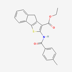 molecular formula C22H19NO3S B11187695 Ethyl 2-(4-methylbenzamido)-4H-indeno[1,2-B]thiophene-3-carboxylate 