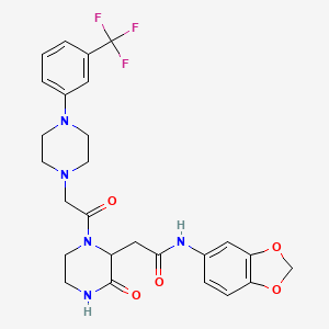 molecular formula C26H28F3N5O5 B11187713 N-(1,3-benzodioxol-5-yl)-2-[3-oxo-1-({4-[3-(trifluoromethyl)phenyl]piperazin-1-yl}acetyl)piperazin-2-yl]acetamide 