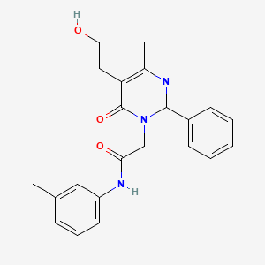 2-[5-(2-hydroxyethyl)-4-methyl-6-oxo-2-phenylpyrimidin-1(6H)-yl]-N-(3-methylphenyl)acetamide