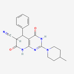 molecular formula C20H21N5O2 B11187734 2-(4-Methylpiperidin-1-yl)-4,7-dioxo-5-phenyl-3,4,5,6,7,8-hexahydropyrido[2,3-d]pyrimidine-6-carbonitrile 