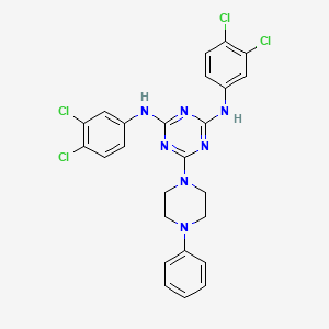 molecular formula C25H21Cl4N7 B11187768 N,N'-bis(3,4-dichlorophenyl)-6-(4-phenylpiperazin-1-yl)-1,3,5-triazine-2,4-diamine 