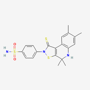 molecular formula C20H21N3O2S3 B11187772 4-(4,4,7,8-tetramethyl-1-thioxo-4,5-dihydro[1,2]thiazolo[5,4-c]quinolin-2(1H)-yl)benzenesulfonamide 