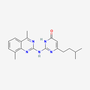 molecular formula C19H23N5O B11187783 2-[(4,8-dimethylquinazolin-2-yl)amino]-6-(3-methylbutyl)pyrimidin-4(3H)-one 