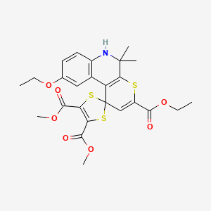 molecular formula C25H27NO7S3 B11187809 3'-Ethyl 4,5-dimethyl 9'-ethoxy-5',5'-dimethyl-5',6'-dihydrospiro[1,3-dithiole-2,1'-thiopyrano[2,3-c]quinoline]-3',4,5-tricarboxylate 