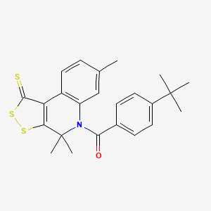 molecular formula C24H25NOS3 B11187814 (4-tert-butylphenyl)(4,4,7-trimethyl-1-thioxo-1,4-dihydro-5H-[1,2]dithiolo[3,4-c]quinolin-5-yl)methanone 