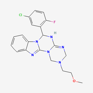 molecular formula C20H20ClFN6O B11187877 9-(5-chloro-2-fluorophenyl)-4-(2-methoxyethyl)-2,4,6,8,10,17-hexazatetracyclo[8.7.0.02,7.011,16]heptadeca-1(17),6,11,13,15-pentaene 