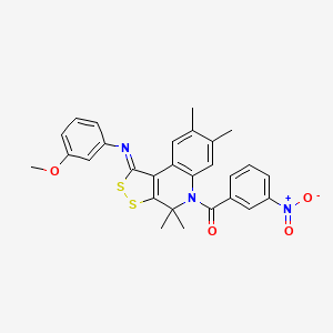 {(1Z)-1-[(3-methoxyphenyl)imino]-4,4,7,8-tetramethyl-1,4-dihydro-5H-[1,2]dithiolo[3,4-c]quinolin-5-yl}(3-nitrophenyl)methanone