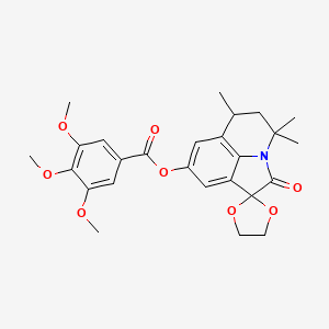 4',4',6'-trimethyl-2'-oxo-5',6'-dihydro-4'H-spiro[1,3-dioxolane-2,1'-pyrrolo[3,2,1-ij]quinolin]-8'-yl 3,4,5-trimethoxybenzoate