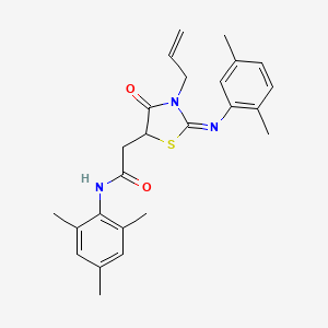 2-[(2Z)-2-[(2,5-dimethylphenyl)imino]-4-oxo-3-(prop-2-en-1-yl)-1,3-thiazolidin-5-yl]-N-(2,4,6-trimethylphenyl)acetamide