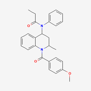 N-[1-(4-methoxybenzoyl)-2-methyl-1,2,3,4-tetrahydro-4-quinolinyl]-N-phenylpropanamide