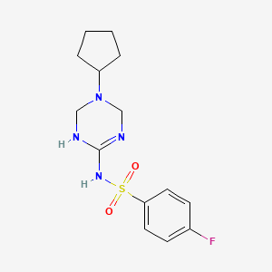 N-(5-cyclopentyl-1,4,5,6-tetrahydro-1,3,5-triazin-2-yl)-4-fluorobenzenesulfonamide