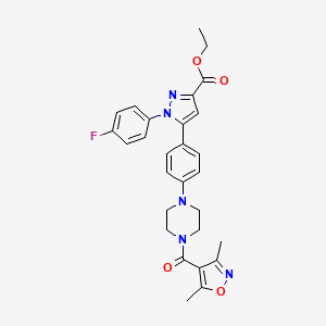 ethyl 5-(4-(4-(3,5-dimethylisoxazole-4-carbonyl)piperazin-1-yl)phenyl)-1-(4-fluorophenyl)-1H-pyrazole-3-carboxylate