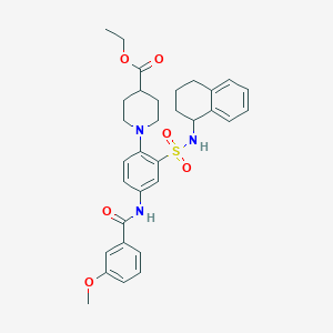 molecular formula C32H37N3O6S B11188085 Ethyl 1-(4-(3-methoxybenzamido)-2-(N-(1,2,3,4-tetrahydronaphthalen-1-yl)sulfamoyl)phenyl)piperidine-4-carboxylate 