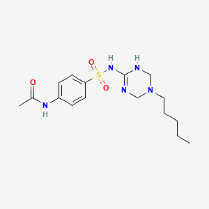 molecular formula C16H25N5O3S B11188097 N-{4-[(5-pentyl-1,4,5,6-tetrahydro-1,3,5-triazin-2-yl)sulfamoyl]phenyl}acetamide 