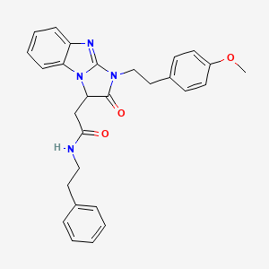 molecular formula C28H28N4O3 B11188140 2-{1-[2-(4-methoxyphenyl)ethyl]-2-oxo-2,3-dihydro-1H-imidazo[1,2-a]benzimidazol-3-yl}-N-(2-phenylethyl)acetamide 