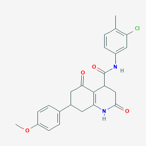 molecular formula C24H23ClN2O4 B11188156 N-(3-chloro-4-methylphenyl)-7-(4-methoxyphenyl)-2,5-dioxo-1,2,3,4,5,6,7,8-octahydroquinoline-4-carboxamide 