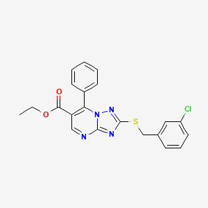 molecular formula C21H17ClN4O2S B11188265 Ethyl 2-[(3-chlorobenzyl)sulfanyl]-7-phenyl[1,2,4]triazolo[1,5-a]pyrimidine-6-carboxylate 