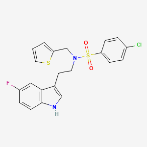 molecular formula C21H18ClFN2O2S2 B11188267 4-chloro-N-[2-(5-fluoro-1H-indol-3-yl)ethyl]-N-(thiophen-2-ylmethyl)benzenesulfonamide 