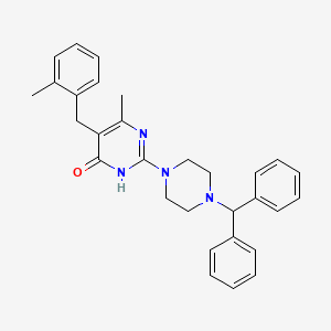 2-[4-(diphenylmethyl)piperazin-1-yl]-6-methyl-5-(2-methylbenzyl)pyrimidin-4(3H)-one