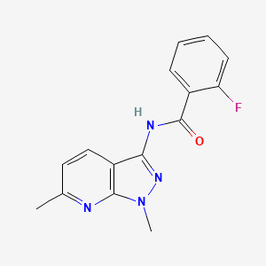 molecular formula C15H13FN4O B11188304 N-(1,6-dimethyl-1H-pyrazolo[3,4-b]pyridin-3-yl)-2-fluorobenzamide 