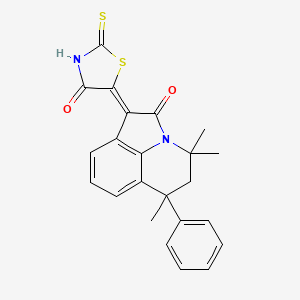 molecular formula C23H20N2O2S2 B11188348 (1Z)-4,4,6-trimethyl-1-(4-oxo-2-thioxo-1,3-thiazolidin-5-ylidene)-6-phenyl-5,6-dihydro-4H-pyrrolo[3,2,1-ij]quinolin-2(1H)-one 