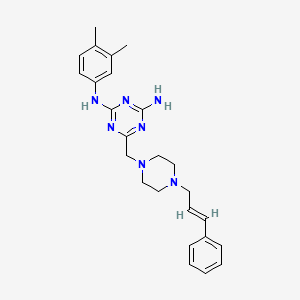 N-(3,4-dimethylphenyl)-6-({4-[(2E)-3-phenylprop-2-en-1-yl]piperazin-1-yl}methyl)-1,3,5-triazine-2,4-diamine