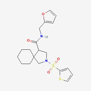 N-(Furan-2-ylmethyl)-2-(thiophen-2-ylsulfonyl)-2-azaspiro[4.5]decane-4-carboxamide