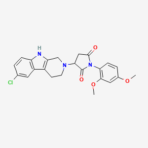 molecular formula C23H22ClN3O4 B11188418 3-(6-chloro-1,3,4,9-tetrahydro-2H-beta-carbolin-2-yl)-1-(2,4-dimethoxyphenyl)pyrrolidine-2,5-dione 