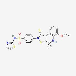 molecular formula C23H22N4O3S4 B11188463 4-(6-ethoxy-4,4-dimethyl-1-thioxo-4,5-dihydro[1,2]thiazolo[5,4-c]quinolin-2(1H)-yl)-N-(1,3-thiazol-2-yl)benzenesulfonamide 