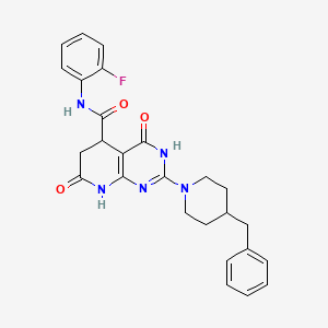 molecular formula C26H26FN5O3 B11188500 2-(4-benzylpiperidin-1-yl)-N-(2-fluorophenyl)-4,7-dioxo-3,4,5,6,7,8-hexahydropyrido[2,3-d]pyrimidine-5-carboxamide 