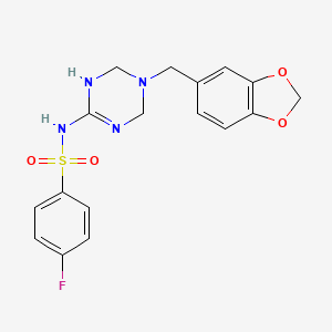 N-[5-(1,3-benzodioxol-5-ylmethyl)-1,4,5,6-tetrahydro-1,3,5-triazin-2-yl]-4-fluorobenzenesulfonamide