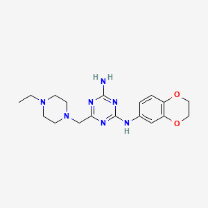 N-{4-amino-6-[(4-ethylpiperazino)methyl]-1,3,5-triazin-2-yl}-N-(2,3-dihydro-1,4-benzodioxin-6-yl)amine