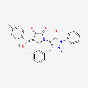 4-{2-(2-fluorophenyl)-4-hydroxy-3-[(4-methylphenyl)carbonyl]-5-oxo-2,5-dihydro-1H-pyrrol-1-yl}-1,5-dimethyl-2-phenyl-1,2-dihydro-3H-pyrazol-3-one