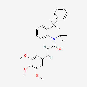 (2E)-3-(3,4,5-trimethoxyphenyl)-1-(2,2,4-trimethyl-4-phenyl-3,4-dihydroquinolin-1(2H)-yl)prop-2-en-1-one