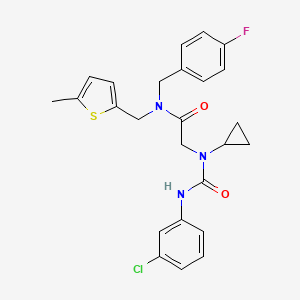 molecular formula C25H25ClFN3O2S B11188569 2-{[(3-Chlorophenyl)carbamoyl](cyclopropyl)amino}-N-[(4-fluorophenyl)methyl]-N-[(5-methylthiophen-2-YL)methyl]acetamide CAS No. 5921-36-8