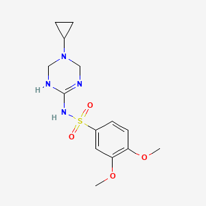 N-(5-cyclopropyl-1,4,5,6-tetrahydro-1,3,5-triazin-2-yl)-3,4-dimethoxybenzenesulfonamide