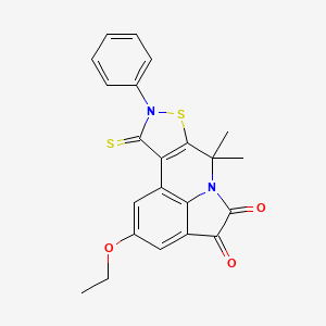 2-ethoxy-7,7-dimethyl-9-phenyl-10-thioxo-9,10-dihydro-7H-isothiazolo[5,4-c]pyrrolo[3,2,1-ij]quinoline-4,5-dione