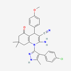 2-amino-1-[4-(4-chlorophenyl)-3-methyl-1H-pyrazol-5-yl]-4-(4-methoxyphenyl)-7,7-dimethyl-5-oxo-1,4,5,6,7,8-hexahydroquinoline-3-carbonitrile