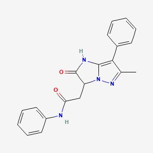 molecular formula C20H18N4O2 B11188794 2-(6-methyl-2-oxo-7-phenyl-2,3-dihydro-1H-imidazo[1,2-b]pyrazol-3-yl)-N-phenylacetamide 