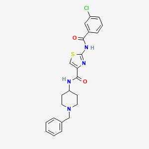 molecular formula C23H23ClN4O2S B11188823 N-(1-Benzylpiperidin-4-yl)-2-(3-chlorobenzamido)thiazole-4-carboxamide 