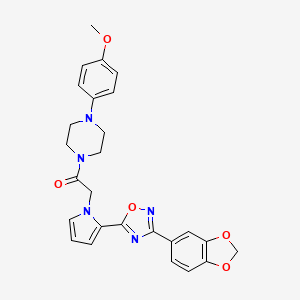 molecular formula C26H25N5O5 B11188873 2-{2-[3-(1,3-benzodioxol-5-yl)-1,2,4-oxadiazol-5-yl]-1H-pyrrol-1-yl}-1-[4-(4-methoxyphenyl)piperazin-1-yl]ethanone 