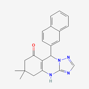 molecular formula C21H20N4O B11188883 6,6-dimethyl-9-(naphthalen-2-yl)-5,6,7,9-tetrahydro[1,2,4]triazolo[5,1-b]quinazolin-8(4H)-one 