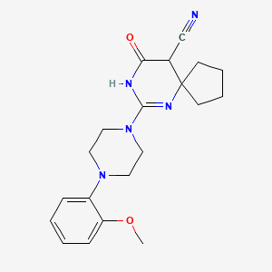 molecular formula C20H25N5O2 B11188917 7-[4-(2-Methoxyphenyl)piperazin-1-yl]-9-oxo-6,8-diazaspiro[4.5]dec-7-ene-10-carbonitrile 