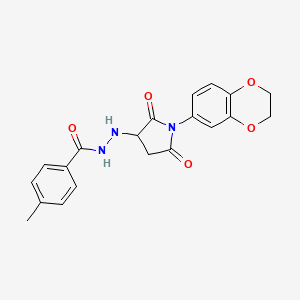 molecular formula C20H19N3O5 B11188946 N'-[1-(2,3-dihydro-1,4-benzodioxin-6-yl)-2,5-dioxopyrrolidin-3-yl]-4-methylbenzohydrazide 