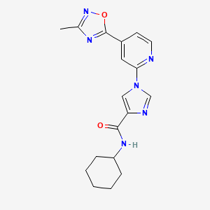 molecular formula C18H20N6O2 B11188954 N-cyclohexyl-1-[4-(3-methyl-1,2,4-oxadiazol-5-yl)pyridin-2-yl]-1H-imidazole-4-carboxamide 