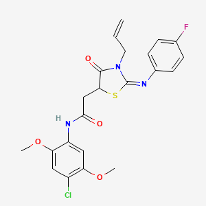 N-(4-Chloro-2,5-dimethoxyphenyl)-2-[(2Z)-2-[(4-fluorophenyl)imino]-4-oxo-3-(prop-2-EN-1-YL)-1,3-thiazolidin-5-YL]acetamide