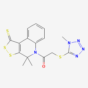 molecular formula C16H15N5OS4 B11189009 1-(4,4-dimethyl-1-thioxo-1,4-dihydro-5H-[1,2]dithiolo[3,4-c]quinolin-5-yl)-2-[(1-methyl-1H-tetrazol-5-yl)sulfanyl]ethanone 